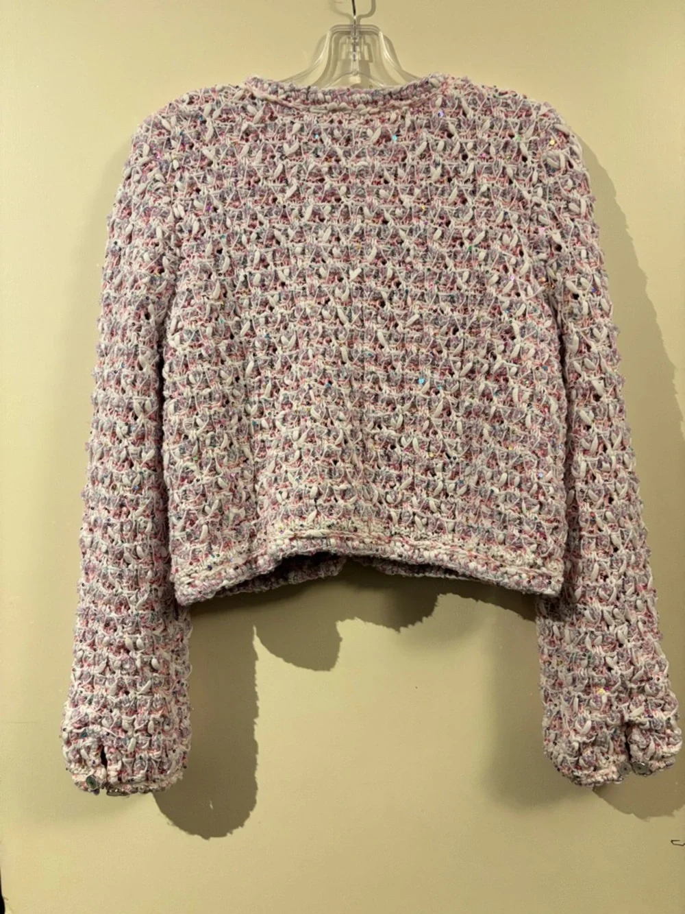 NWOT CHANEL SAMPLE Textured Woven with sequins Jacket in Pastels Sz 40